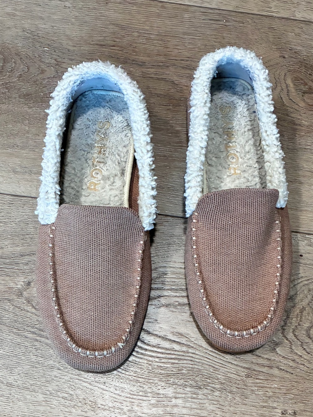 Rothy's Brown Sherpa-Lined womens Slip-On Loafers